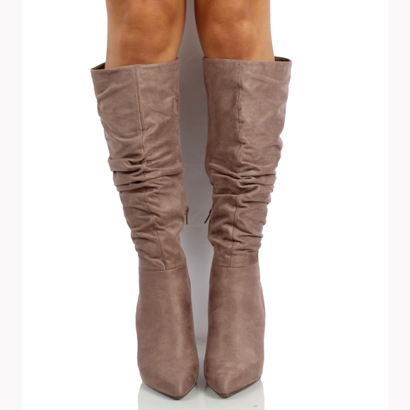 Size 9 Taupe Faux Suede Slouchy Knee High Stiletto - Picture 4 of 6
